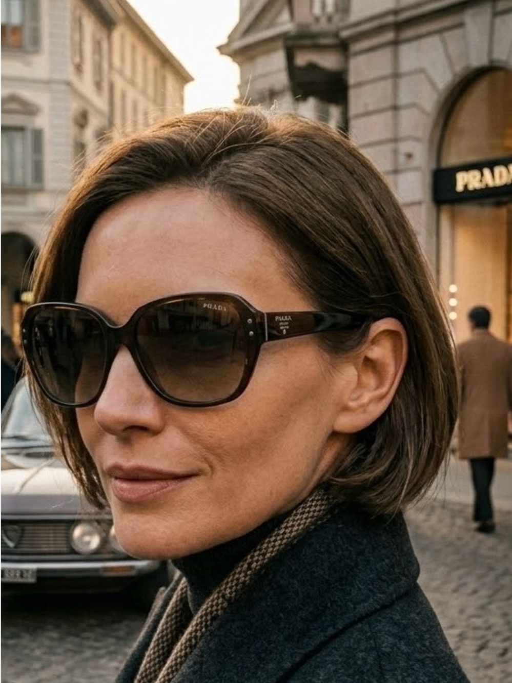 Prada Women’s SPR 16M Polarized Oversized Sunglasses Made in Italy!